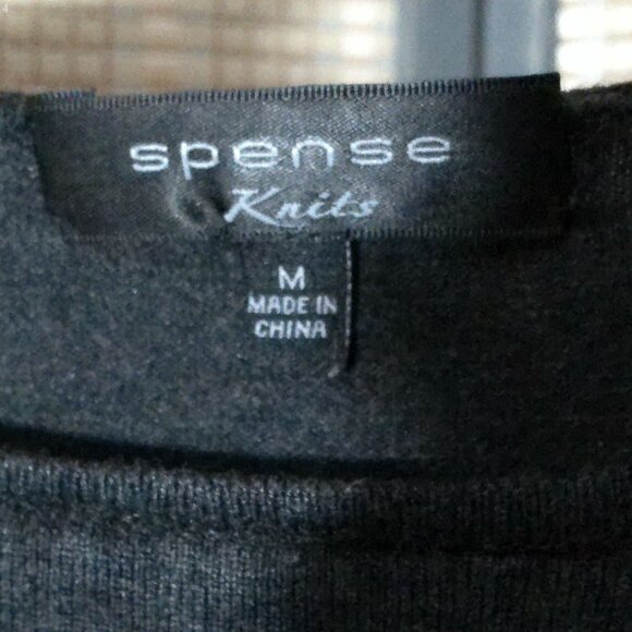 Spense Knits Black and Gray Horizontal Striped Sweater - Picture 2 of 3
